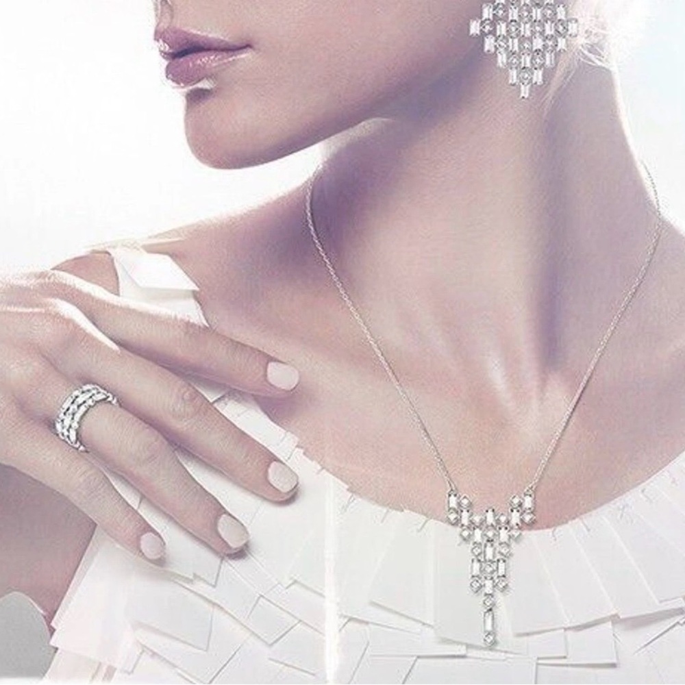 Authentic Swarovski VIOLA necklace BNIB exquisite deco look $160 swan logo NWT - Picture 7 of 11